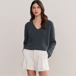 New Jenni Kayne Cropped Cotton Cabin Sweater Ink Size XS